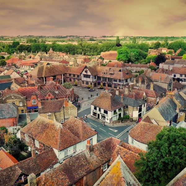 Coffee & Sandwich (Dorking Route) View of rooftops of medieval Sandwich
